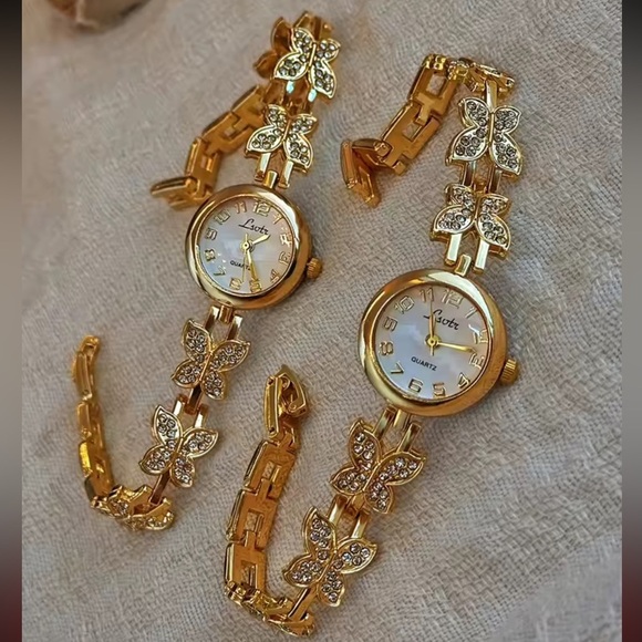 Gold Butterfly Embellished Watch main image 6